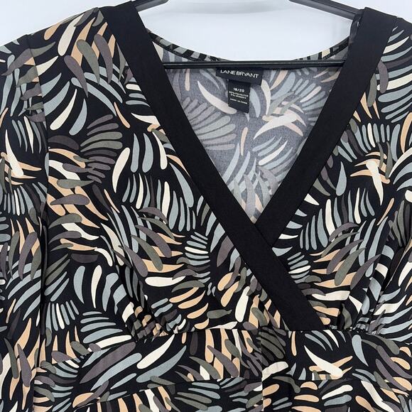 Lane Bryant Babydoll Too Sz 18/20 Y2K Boho Tropical Retro Coastal Stretch 70s - Picture 2 of 8